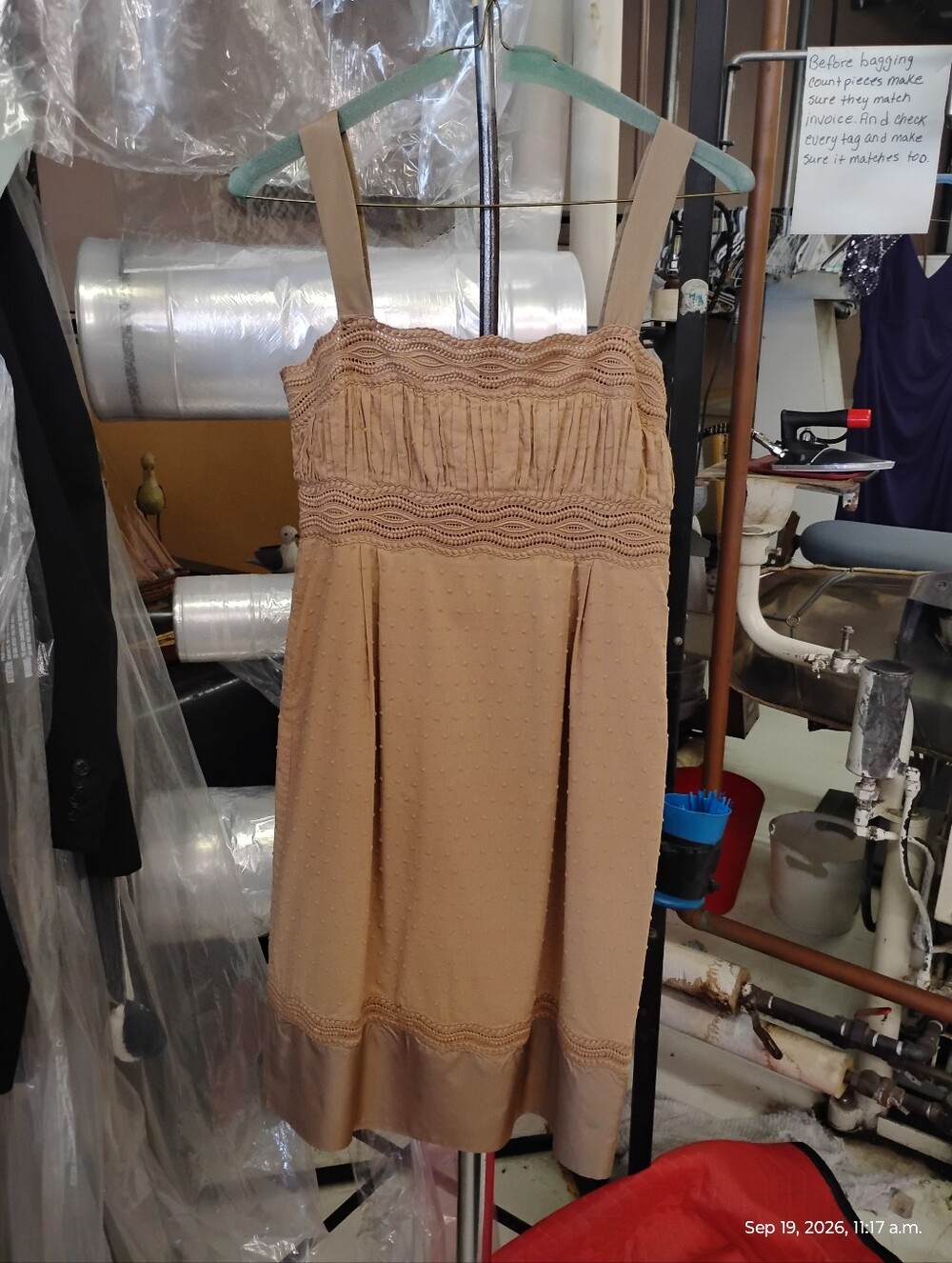 Catherine Malandrino Beige Textured Midi Dress